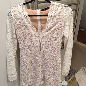 White romper with lace detail